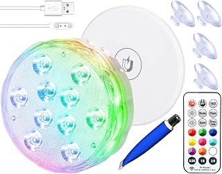 Rechargeable Submersible Pool Light w/Remote, 1 Pack 25 Colors Changing LED | Upgraded Magnetic Waterproof Underwater Decor with Dimmer Timer for Above Ground Inground Pool Party, Bath, Hot Tub, Fountain