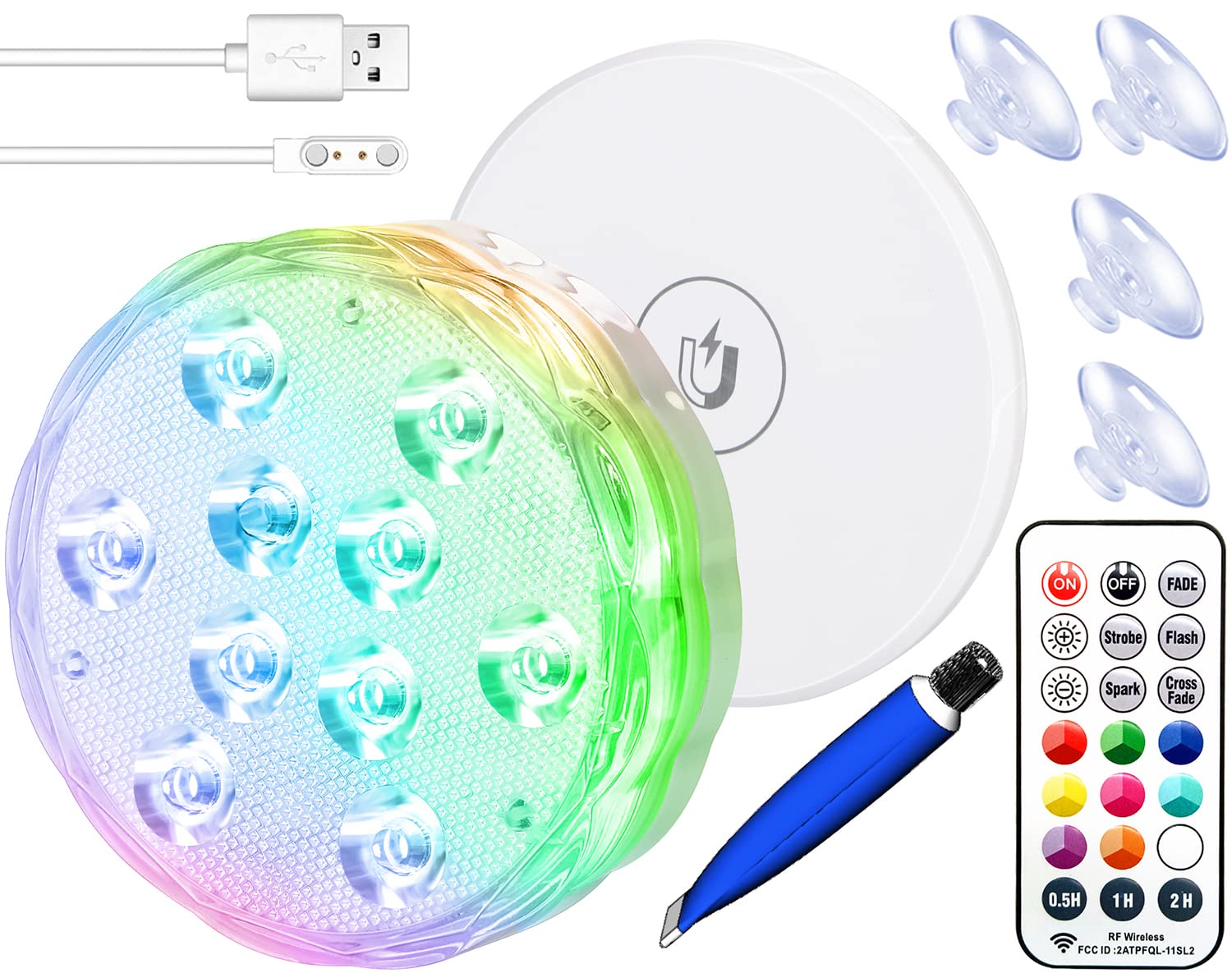 Rechargeable Submersible Pool Light w/Remote, 1 Pack 25 Colors Changing LED | Up