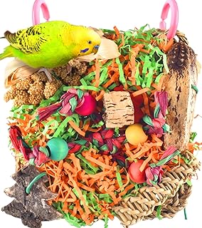 KATUMO Bird Toys, Grass Mat Shredding Hanging Toy for Budgie Parakeet | Natural Grass Mat Foraging Bird Toy, Hanging Design Fits Cage; Perfect for Small and Medium Pet Birds