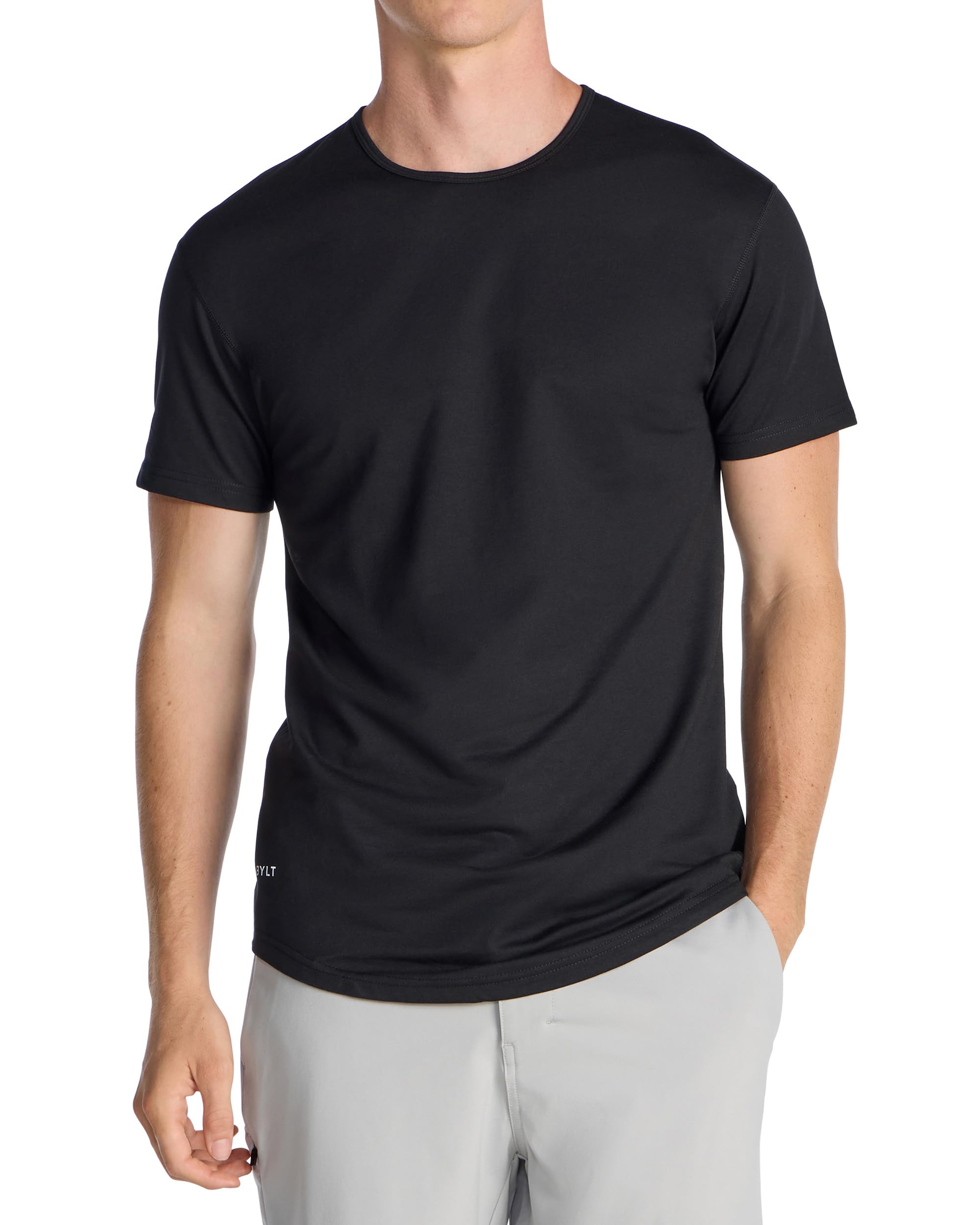 BYLT Mens Drop-Cut Men's T Shirt, Slim Fit Plain Tshirts for Men