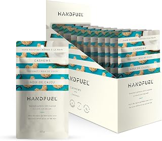 Handfuel Coconut Cashews, Hand Roasted Cashews, Flavoured Nuts - 40g x 12 | 4g of Protein, No Refined Sugars, Plant Based, Gluten Free, Non GMO, No Preservatives ,Vegan Friendly, Canadian Made