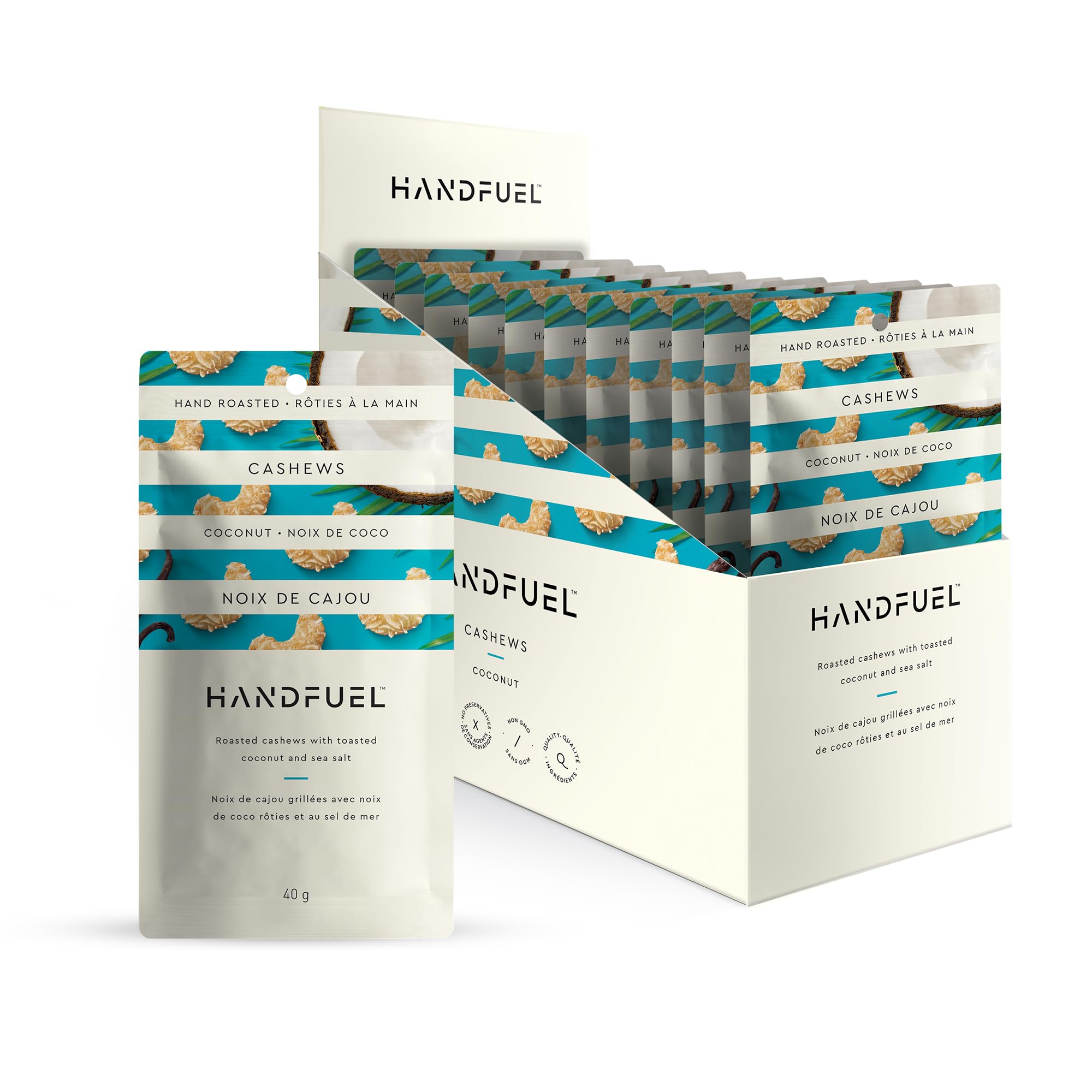 Handfuel Coconut Cashews, Hand Roasted Cashews, Flavoured Nuts - 40g x 12 | 4g o
