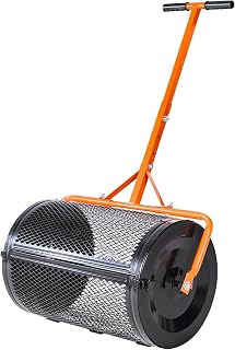 VEVOR Compost Spreader, 24 in Wide Peat Moss Spreader with T Shaped Handle, 3 Heights Adjustable, Powder-Coated Steel Garden Peat Moss Roller, Heavy Duty Grass Seed Spreaders for Planting Seeding