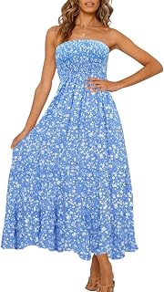 ZESICA Women's 2026 Summer Boho Strapless Maxi Dresses