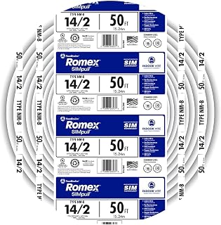 Southwire Romex Brand Simpull™ Solid Indoor 14/2 W/G NMB Cable 50ft coil - SW# 28827422