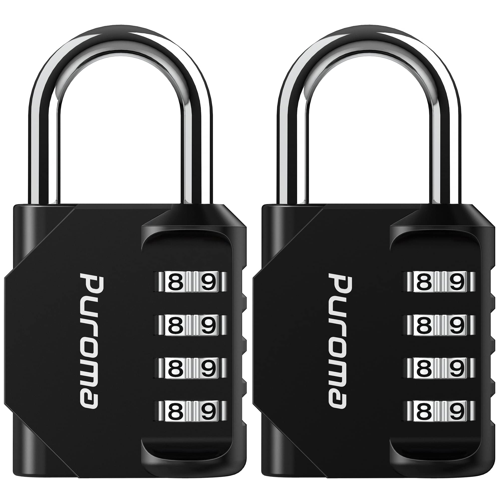 Puroma 2 Pack Combination Lock Locker 4 Digits Combo Padlock Gym Black | For Sch