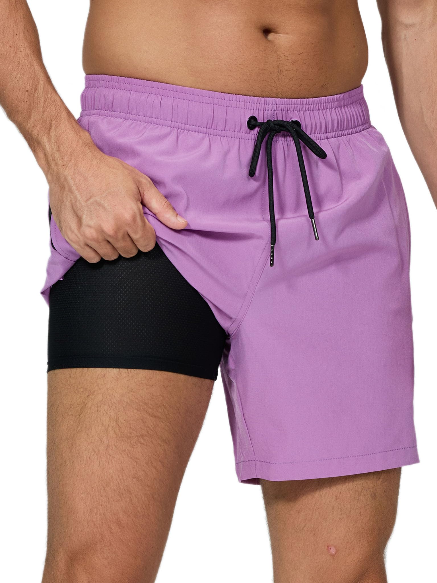 Arcweg Mens Swim Trunks with Compression Liner 2 in 1 Beach Swimming Trunks Quic