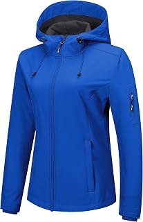 Outdoor Ventures Womens Softshell Jacket Hooded Fleece Warm Lightweight Waterproof Insulated Windbreaker