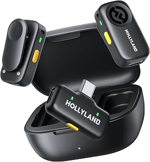 Hollyland Lark A2 Duo Wireless Lavalier Microphone for iPhone/iPad/Android | Detail-Rich Audio, AI Noise Cancellation, AI Auto-Limit Clip, 42H Use&AI Power Saving, Mini Mic for YouTube TikTok Podcast
