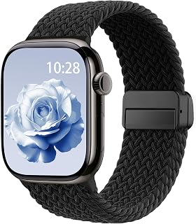 Braided Stretchy Magnetic Sport Band for Apple Watch Bands for Women Men | Soft Nylon Solo Loop 38mm 40mm 41mm 42mm 44mm 45mm 46mm 49mm, Strap for iWatch Series 12 11 10 9 8 7 6 5 4 3 2 1 SE Ultra