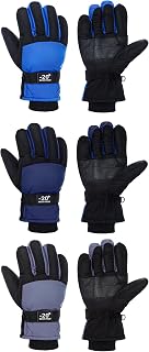 Bencailor 3 Pairs Kids Winter Gloves, Waterproof, Windproof Adjustable Warm Ski Gloves for Boy Girl Outdoor