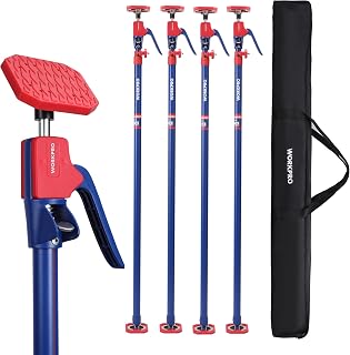 WORKPRO 4-Pack Cabinet Jack Support Poles, 54-114 Inches, 154 lbs Capacity | Steel Telescopic, Quick Support Rod Adjustable, 3rd Hand Tools for Cabinet & Drywall Jack