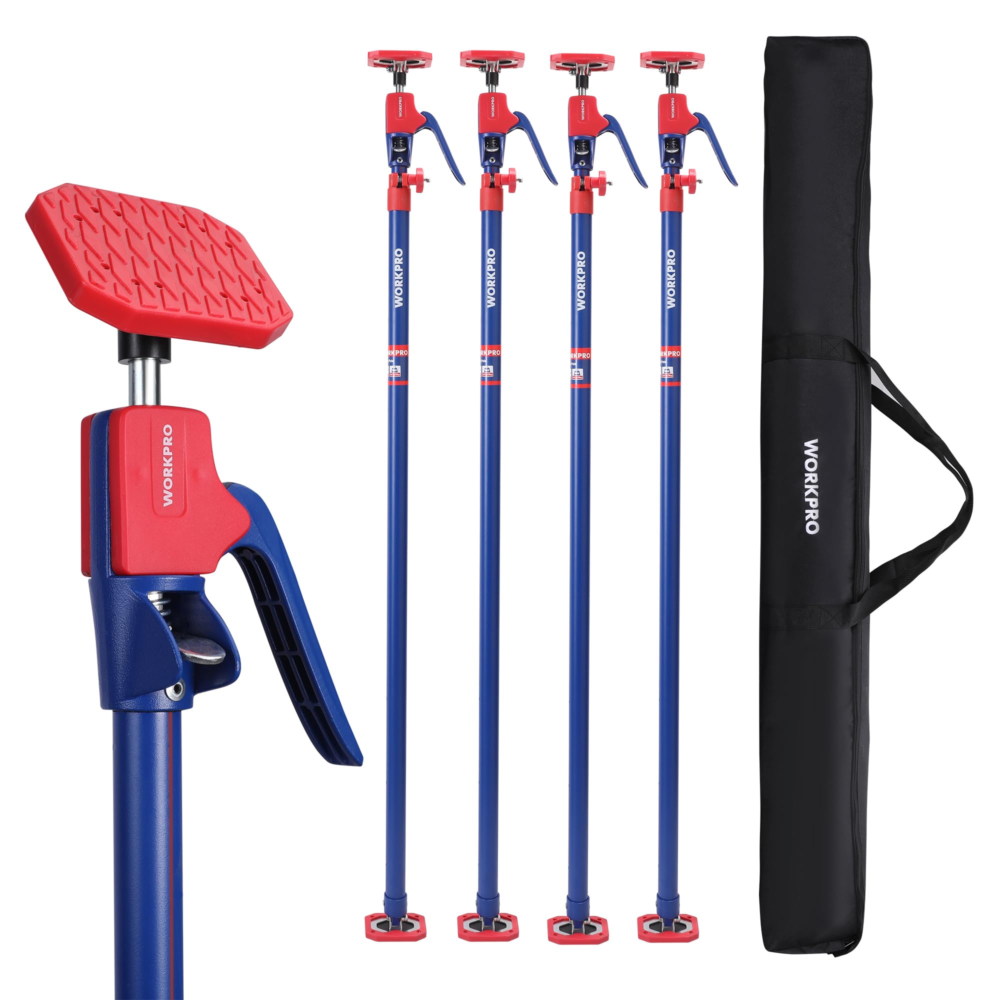 WORKPRO 4-Pack Cabinet Jack Support Poles, 54-114 Inches, 154 lbs Capacity | Ste
