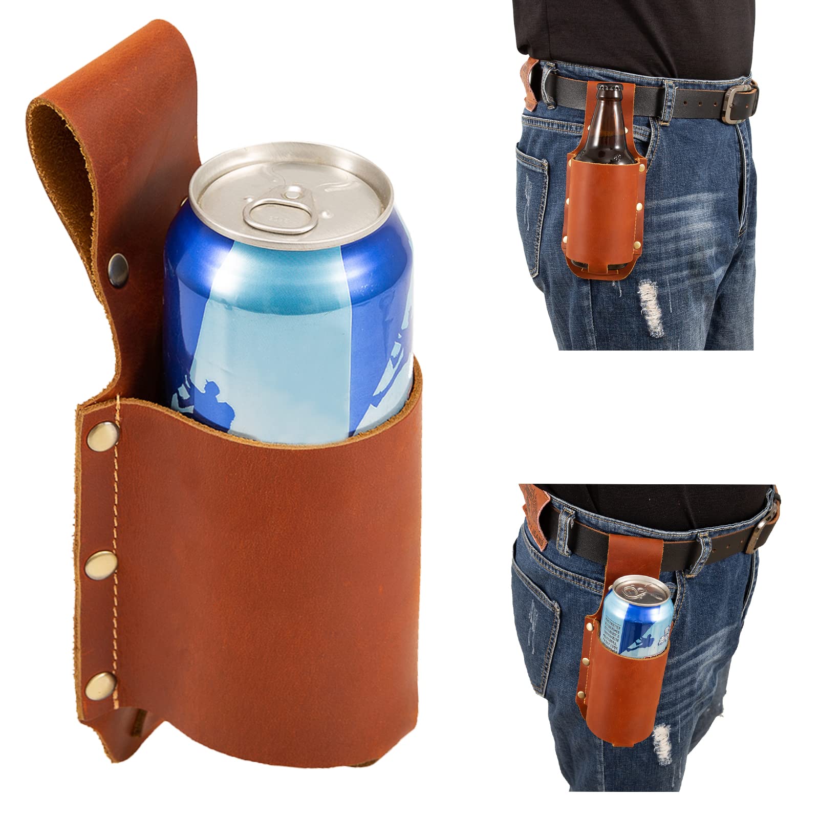 Beer Holder Beer Gifts for Men,Leather Beer Holster Bottle Holders,Beer Belt Hol