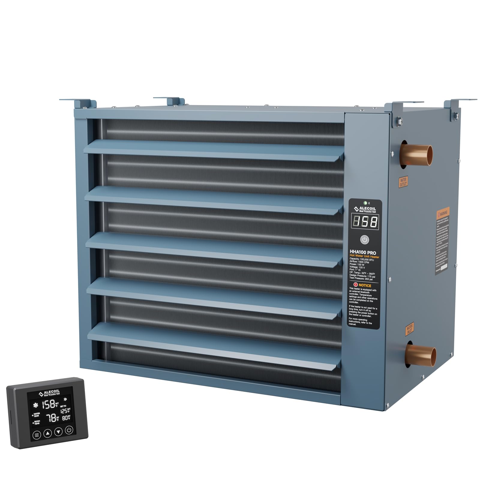 ALECOIL 100,000 BTU Water to Air Heat Exchanger with Remote Control, Blue | Hydr