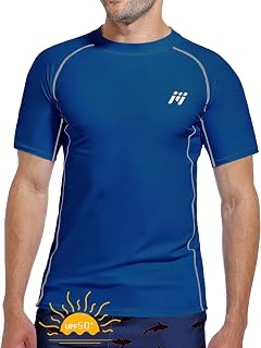 MEETWEE Men's Anti-UV Swim Tops Rash Guard Shirt Quick Dry Surf