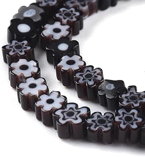 About 88pcs Millefiori Lampwork Glass Beads 3.7-5.6mm Small Flower Glass Beads Loose Spacer Beads for Jewelry Bracelet Necklace DIY Crafts