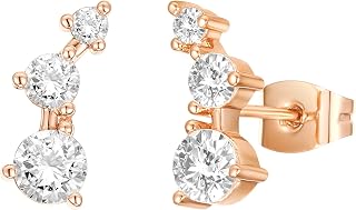 PAVOI Ear Climbers for Women, 925 Silver, Rose Gold, Size 11.6 Millimeters