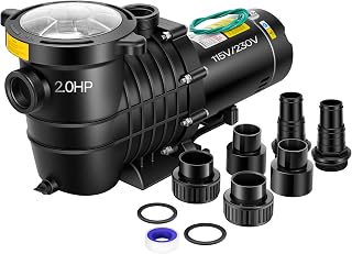 VIVOHOME 2.0HP 6800GPH Pool Pump for In/Above Ground Pools 115V/230V | Self-Priming High Flow Energy Efficient Motor - 1.5", 2", and 1.25"-1.5" Connectors w/Strainer Basket