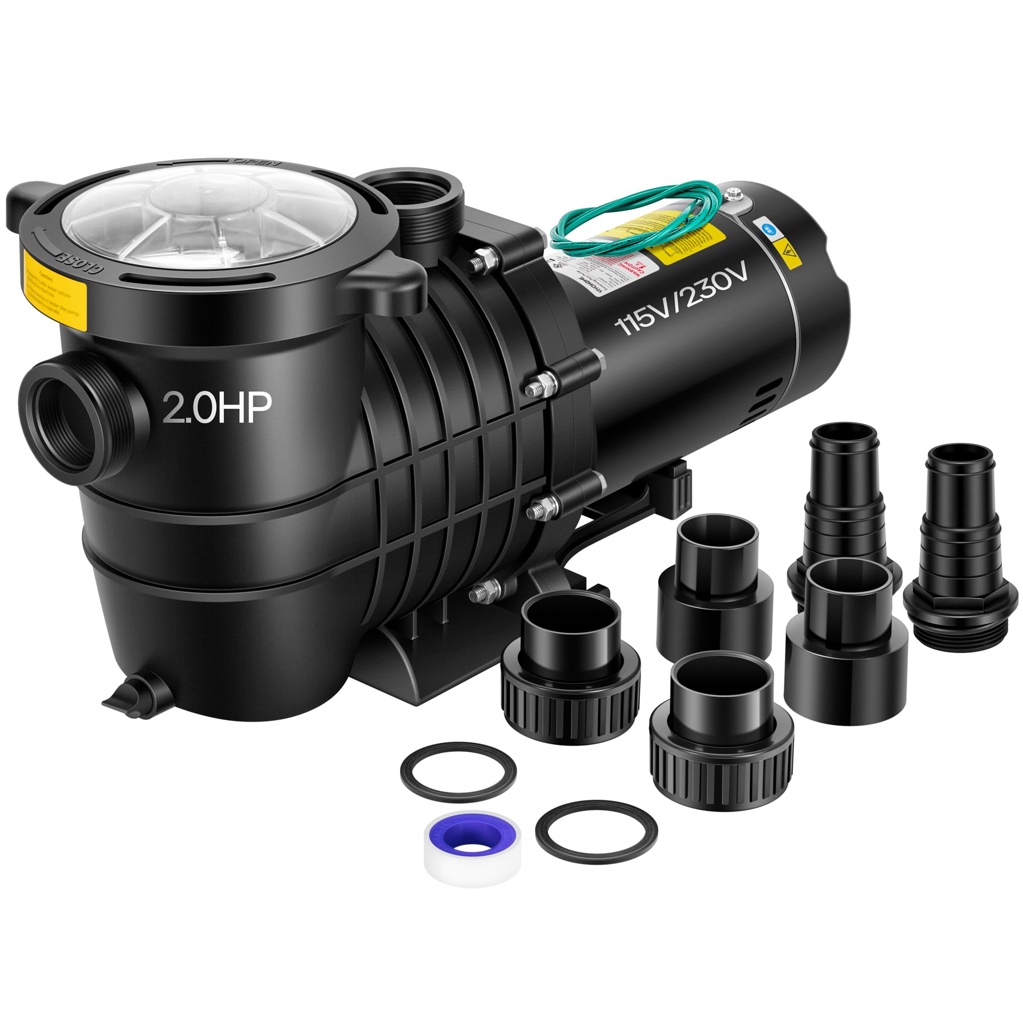 VIVOHOME 2.0HP 6800GPH Pool Pump for In/Above Ground Pools 115V/230V | Self-Prim