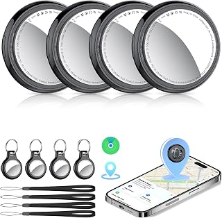Tukio Air Tracker Tags-4 Pack (iOS Only), [Apple MFi Certified] Key Finder | Replaceable Battery Bluetooth Tracker Compatible with Apple Find My, Item Locator Smart Tag for Keys, Bag, Luggage and More