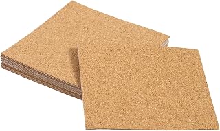 Generic 12 Pieces 4" x 4" x 1" Brown Self Adhesive Square Cork Mats, Adhesive Backed Cork Particle Sheets for Wall Mounting, Crafts and Decoration