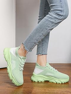 Women's Knit Sock Sneakers, Breathable Lightweight Slip-On Chunky Platform Walking Shoes, Comfort Casual Athletic Trainers