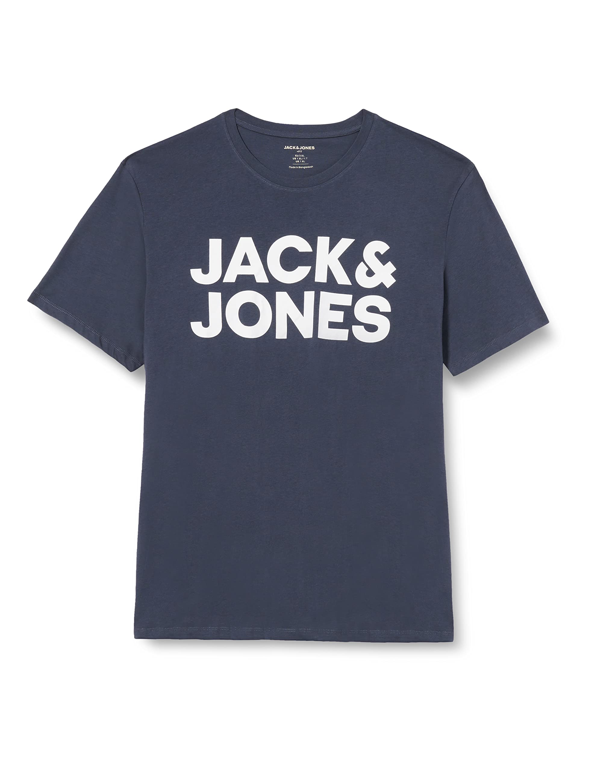 JACK&JONES Plus Men's JJECORP Logo Tee SS O-Neck Noos PS T-Shirt, White/Print:La