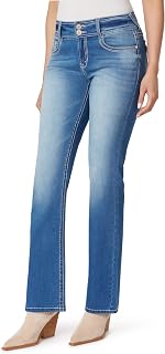 WallFlower Women's Luscious Curvy Bootcut Mid-Rise Insta Stretch Juniors Jeans (Standard and Plus) Jeans
