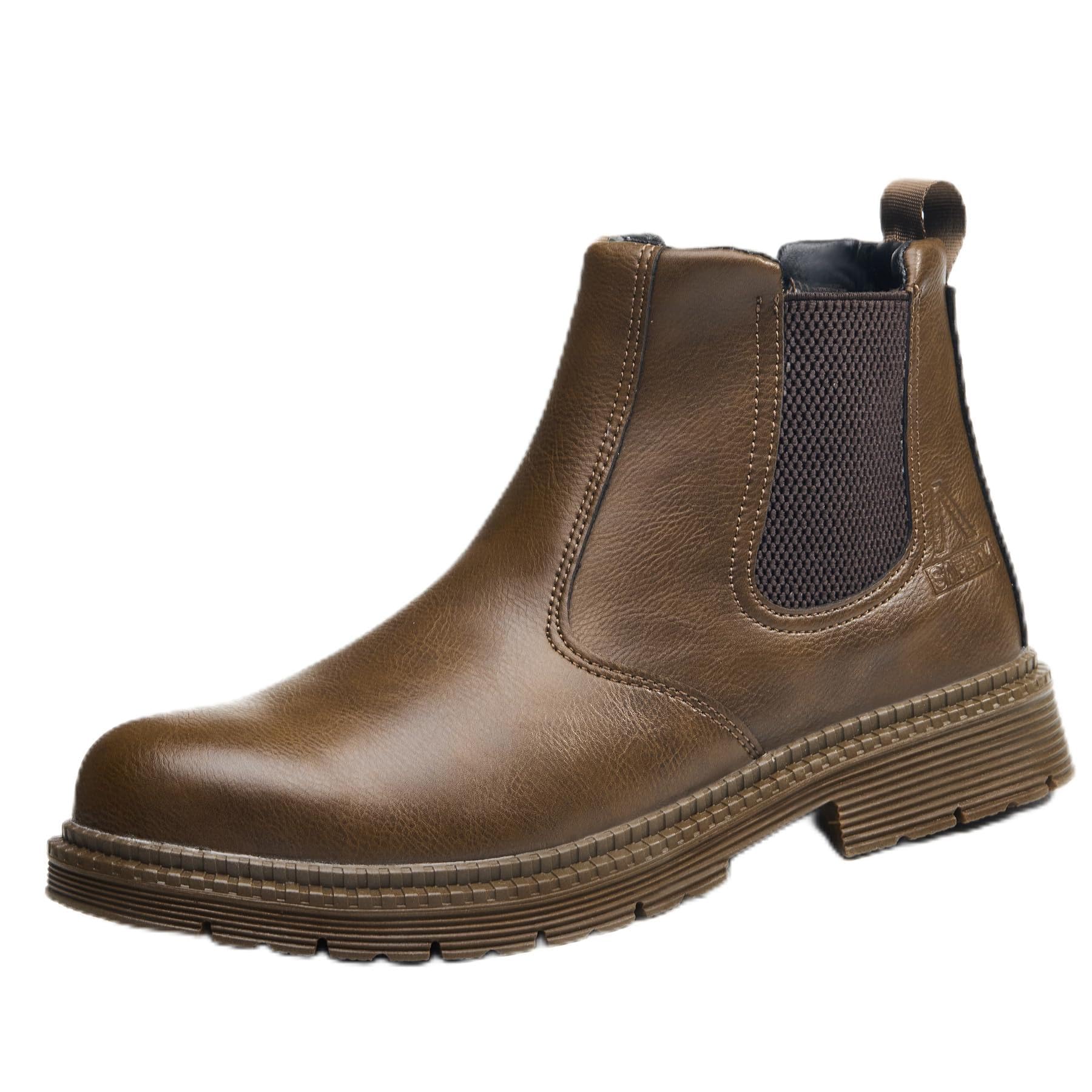 Steel Toe Boots for Men & Women,Slip On Work Boots for Construction