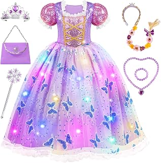 Meland Light Up Princess Dress for Girls Ages 3-10, Dress Up Toy Gift Set | Designed for party, Christmas Birthday gift, Halloween costume, detailed with sequin bodice, soft lining, comfortable to wear