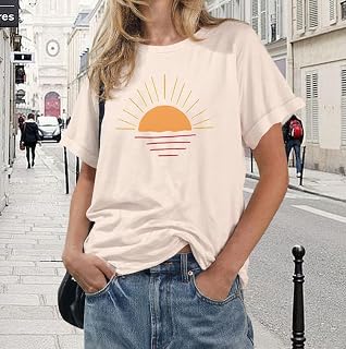 Women's Graphic Print Casual Crew Neck Short Sleeve Loose Fit Travel Streetwear Daily Wear
