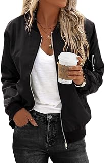 Zeagoo Women Bomber Jacket Casual Coats Spring Fall Clothes with Pockets
