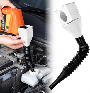 Car Oil Change Funnel, Portable Foldable Gas Funnel with Hose for Motorcycle Gas Refill, Anti-Spill Design, White