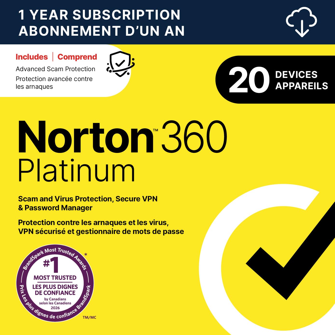 Norton 360 Platinum 2026, Antivirus software for 20 Devices – Includes Advanced 