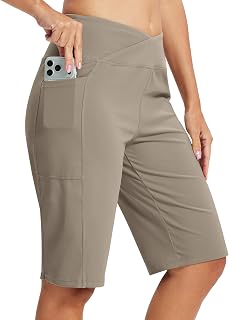 MoFiz Women's Shorts Short Tights Women's Bermuda Leggings Sports Shorts Summer Yoga Gym Fitness Shorts with Pockets