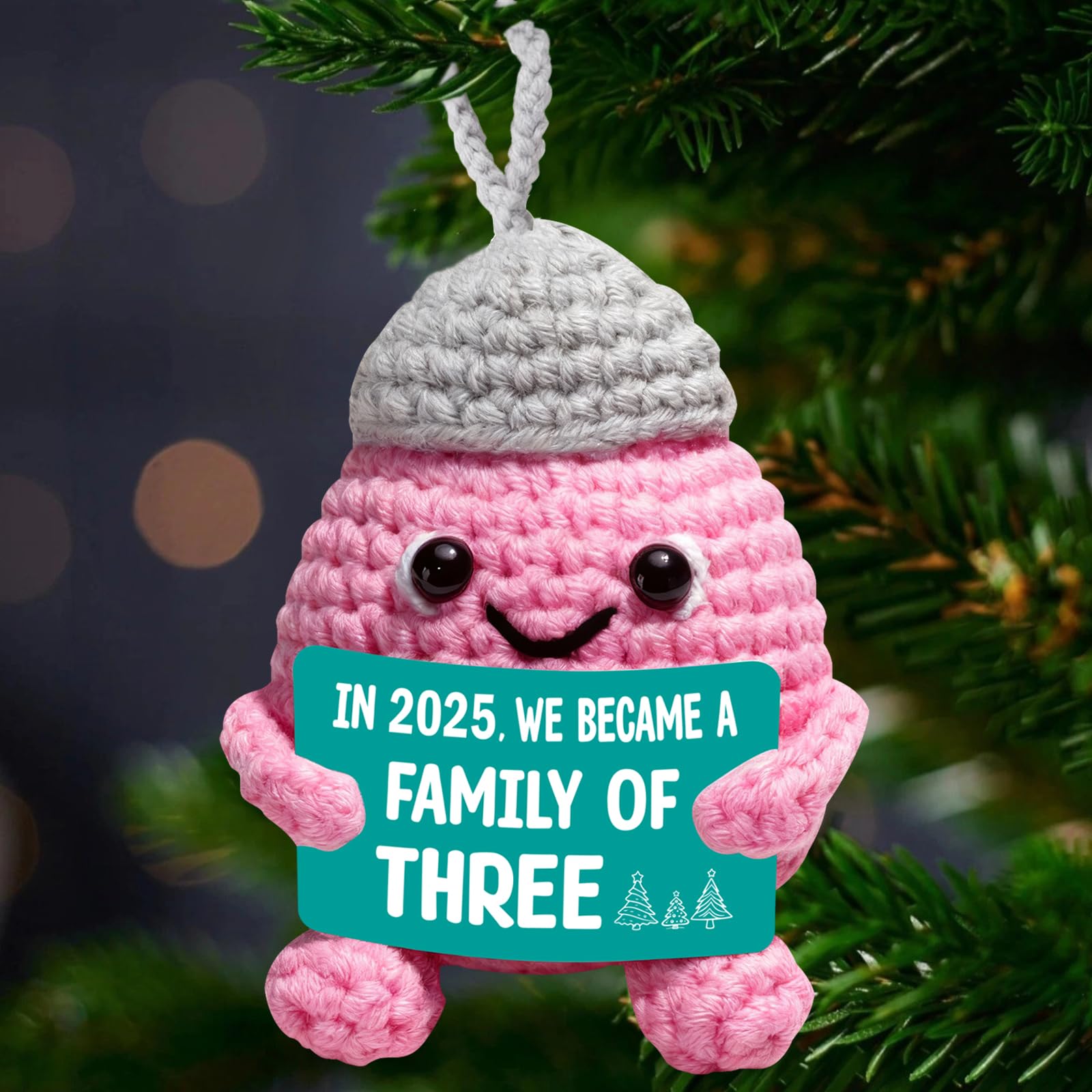 Mini Handmade Crochet Christmas Ornament 2025 - 3 Family Holiday Keepsake for Ne