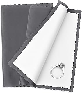 SEVENWELL Silver Polishing Cloth, 2PCS Large Jewelry Cleaning Cloths | Dual-Layer Cleaning, Large 10" × 12", Reusable, Removes Tarnish, Restores Shine, For Sterling Silver, Gold &amp; Platinum