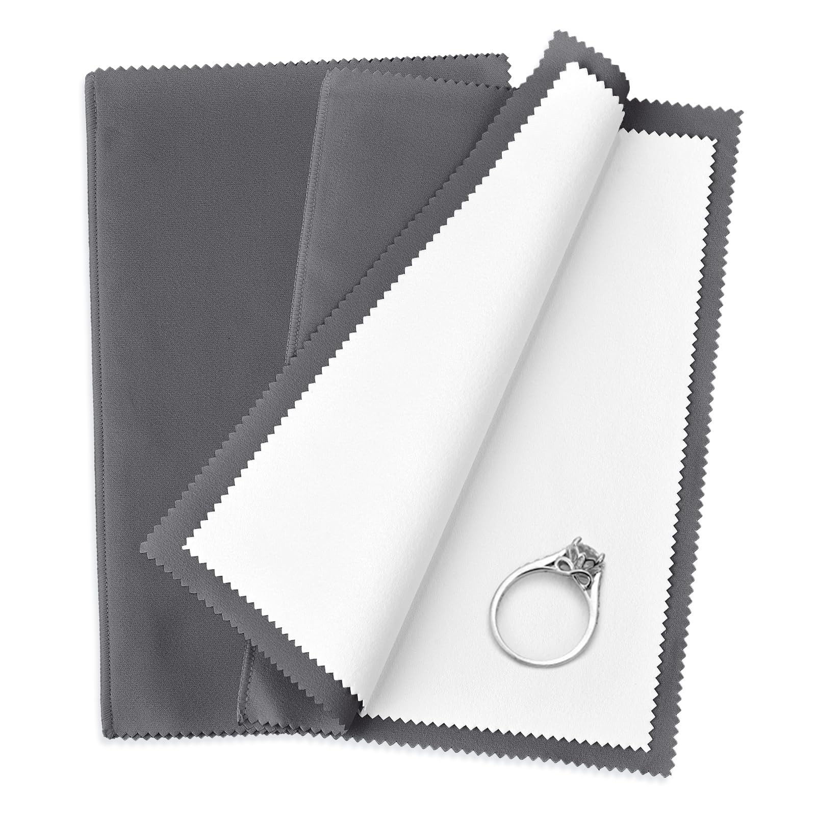 SEVENWELL Silver Polishing Cloth, 2PCS Large Jewelry Cleaning Cloths | Dual-Laye