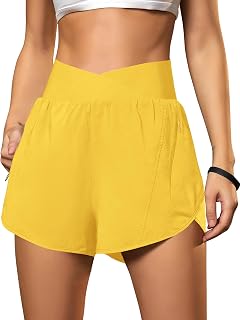 Blooming Jelly Women's Athletic Running Shorts Crossover Gym Workout Shorts