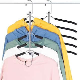 Shirt Hangers Space Saving, Non Slip 5 in 1 Coat Hangers, Black, 2Pack