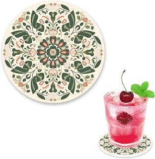 Flower Ceramic Coasters - Best Absorbent Round Drink Marble Modern Diatomite Coasters for Coffee Table, Bar, Wine - Decorative Home Decor, for Women and Friends 3.94 x 3.94 Inch C65 ﻿