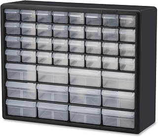 Akro-Mils 44-Drawer Plastic Storage Cabinet, 20"W x 6"D x 16"H, Black | Plastic Cabinet w/ Drawers for Garage Organization, Beads, Building Bricks Storage, Teacher Toolbox, Makeup, 10144