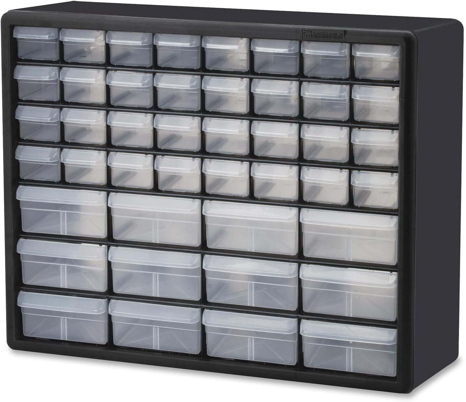 Akro-Mils 44-Drawer Plastic Storage Cabinet, 20"W x 6"D x 16"H, Black | Plastic 