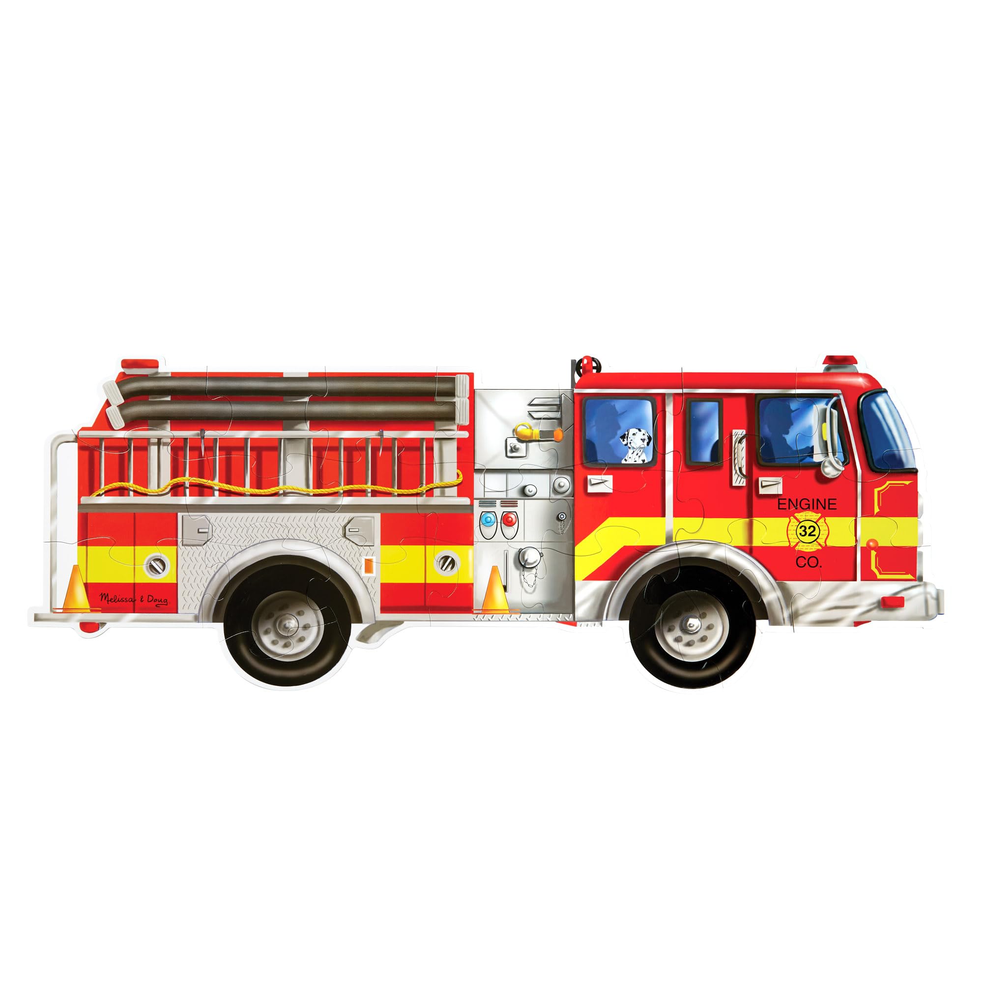 Melissa & Doug Giant Fire Truck Floor Puzzle (Easy-Clean Surface, Promotes Hand-