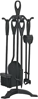 5 Pieces Companion Set Fireside Fire Tools Fireplace & Accessories Black and Brass (Black)