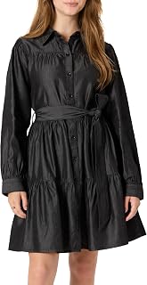 Amazon Essentials Women's Standard Cut Button Down Long Sleeve Denim Cambray Midi Dress
