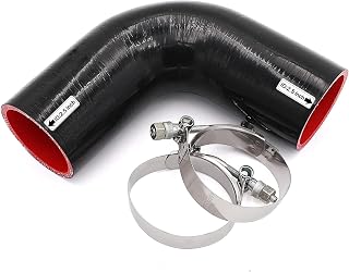 TuoLauthon 90 Degree Elbow Coupler Silicone Hose with T-Bolt Clamp for Turbo/Intercooler/Intake Piping, Length 102mm Thickness 5mm,ID2.5"(63mm)