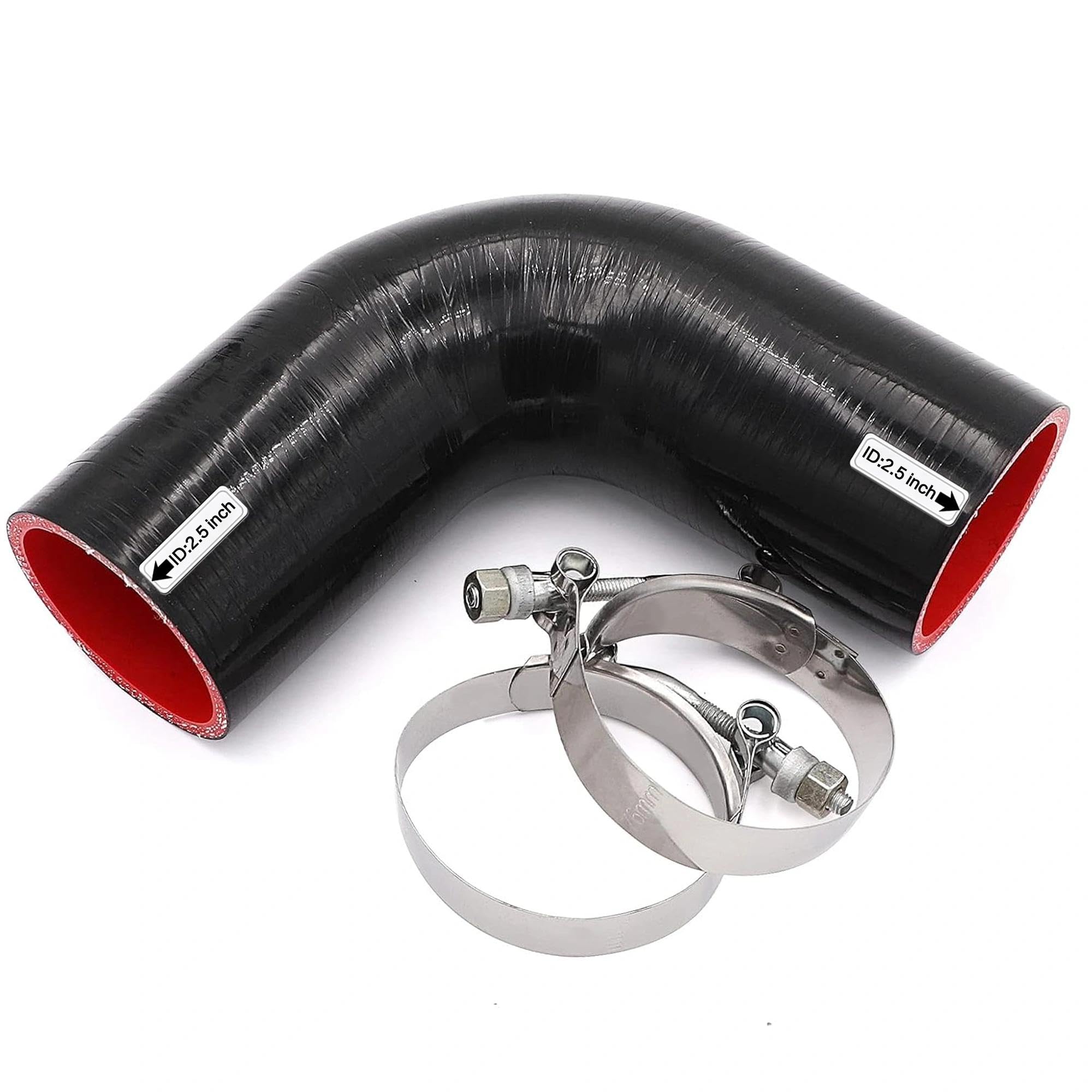 TuoLauthon 90 Degree Elbow Coupler Silicone Hose with T-Bolt Clamp for Turbo/Int