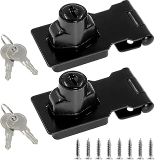 Jiozermi 2 Pack 2.5 Inch Hasp Locks with Keys, Flat Black | Stainless Steel Latch, Twist Knob Keyed Locking for Cabinet Small Door